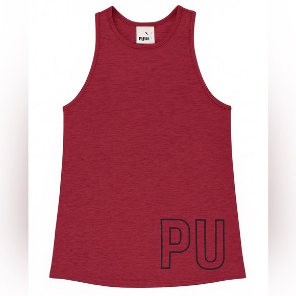 Puma Racerback Tank Top Tunic Length Athletic Training Shirt Maroon Size Small - Picture 1 of 5